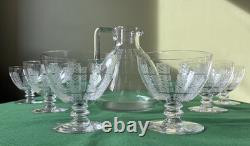 Lot de 6 verres à eau + pichet gravé en cristal Baccarat Saint Louis