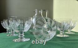 Lot de 6 verres à eau + pichet gravé en cristal Baccarat Saint Louis