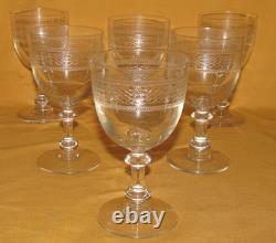 Lot de 6 verres à eau vin cristal Baccarat Saint-Louis frise gravée H 15 cm