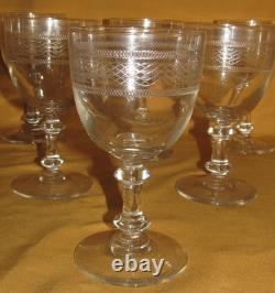 Lot de 6 verres à eau vin cristal Baccarat Saint-Louis frise gravée H 15 cm