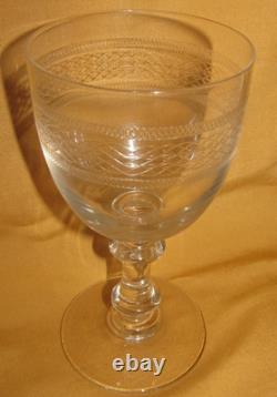 Lot de 6 verres à eau vin cristal Baccarat Saint-Louis frise gravée H 15 cm
