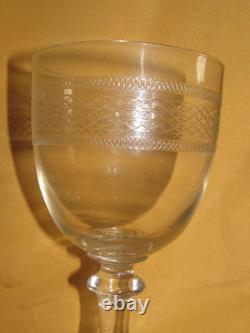 Lot de 6 verres à eau vin cristal Baccarat Saint-Louis frise gravée H 15 cm