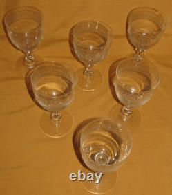 Lot de 6 verres à eau vin cristal Baccarat Saint-Louis frise gravée H 15 cm