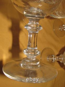 Lot de 6 verres à eau vin cristal Baccarat Saint-Louis frise gravée H 15 cm