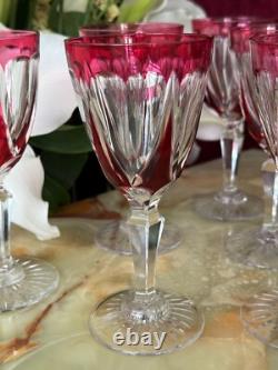 Lot de 6 verres à vin Cristal Saint Louis rouges très bon état années 30