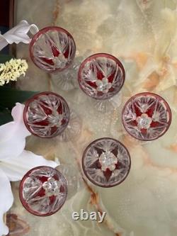 Lot de 6 verres à vin Cristal Saint Louis rouges très bon état années 30