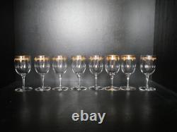 Lot de 8 verres à vin rouge en cristal gravé doré Baccarat Saint ST Louis