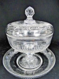 MAGNIFIQUE CONFITURIER CRISTAL ST LOUIS TAILLE COMPLET 3 PCES PARFAIT ETAT 19ème