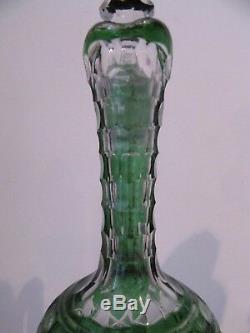 Magnifique broc cristal overlay vert saint louis 1930 (crystal pitcher)