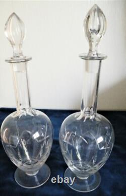 PAIRE CARAFES Cristal Taillé St LOUIS début 20 éme