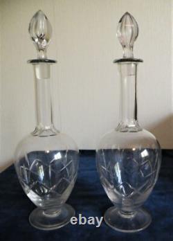 PAIRE CARAFES Cristal Taillé St LOUIS début 20 éme