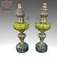 Paire De Lampes A Petrole Bronze Cristal Saint Louis Lamp Oil