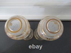 Paire De Vases En Cristal Saint Louis Modele 1080 Givre Et Dorure
