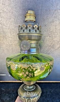 Paire Lampes Petrole Cristal Saint Louis Bronze Lamp Oil Crystal Glass 19th