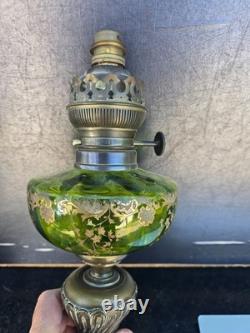 Paire Lampes Petrole Cristal Saint Louis Bronze Lamp Oil Crystal Glass 19th