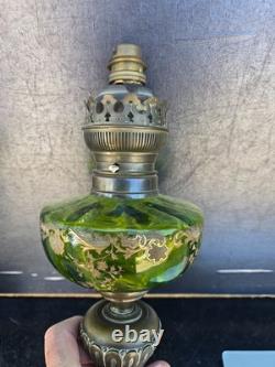 Paire Lampes Petrole Cristal Saint Louis Bronze Lamp Oil Crystal Glass 19th