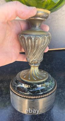 Paire Lampes Petrole Cristal Saint Louis Bronze Lamp Oil Crystal Glass 19th