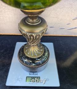 Paire Lampes Petrole Cristal Saint Louis Bronze Lamp Oil Crystal Glass 19th