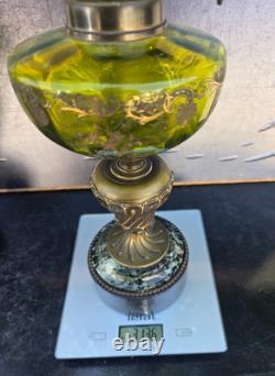 Paire Lampes Petrole Cristal Saint Louis Bronze Lamp Oil Crystal Glass 19th