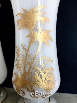 Paire Vases Opaline savonneuse CHARLES X Grande qualité St Louis XIX Cristal