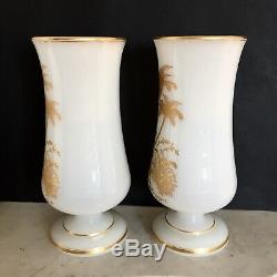 Paire Vases Opaline savonneuse CHARLES X Grande qualité St Louis XIX Cristal