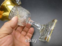 Paire Verre Baccarat Saint-louis Cristal Taille Pointes De Diamant Dorure A L'or
