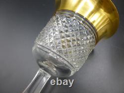 Paire Verre Baccarat Saint-louis Cristal Taille Pointes De Diamant Dorure A L'or