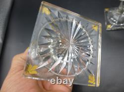 Paire Verre Baccarat Saint-louis Cristal Taille Pointes De Diamant Dorure A L'or