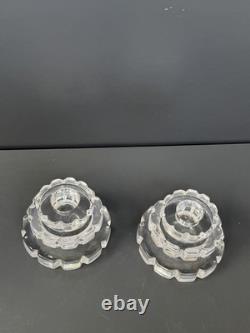 Paire de bougeoirs En Cristal Saint Louis Et Jean Sala Art Déco