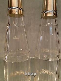 Paire de flacons bouteilles en cristal Baccarat Saint Louis et argent massif