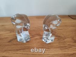 Paire têtes d'aigle cristal Saint-Louis France étiquettes d'origine 1 boîte