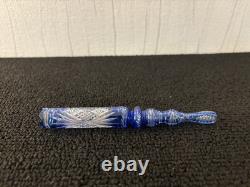 Porte cigarette bleu en cristal de Baccarat ou Saint Louis