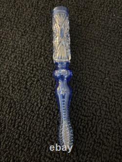 Porte cigarette bleu en cristal de Baccarat ou Saint Louis mod1