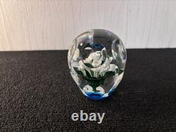 Presse papier bouquet fleurs blanche en cristal de Saint Louis