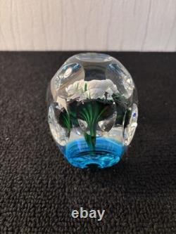 Presse papier bouquet fleurs blanche en cristal de Saint Louis