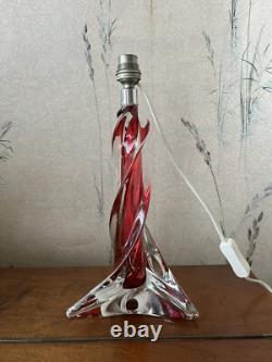 RARE Superbe PIED DE LAMPE 33 Cm CRISTAL TORSADE Sulfure SAINT-LOUIS FRANCE