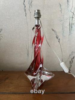 RARE Superbe PIED DE LAMPE 33 Cm CRISTAL TORSADE Sulfure SAINT-LOUIS FRANCE