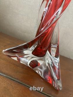 RARE Superbe PIED DE LAMPE 33 Cm CRISTAL TORSADE Sulfure SAINT-LOUIS FRANCE