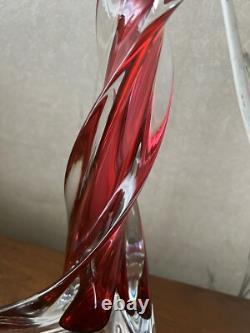 RARE Superbe PIED DE LAMPE 33 Cm CRISTAL TORSADE Sulfure SAINT-LOUIS FRANCE