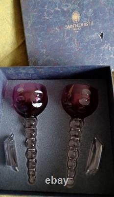 Rare Coffret cristal Saint Louis deux verres cul sec Tete à tete