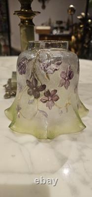 Rare Lampe A Petrole Réservoir Tulipe En Cristal De St Louis Ou Baccarat 1900