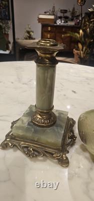 Rare Lampe A Petrole Réservoir Tulipe En Cristal De St Louis Ou Baccarat 1900