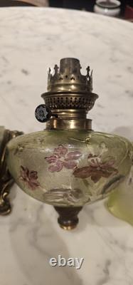 Rare Lampe A Petrole Réservoir Tulipe En Cristal De St Louis Ou Baccarat 1900