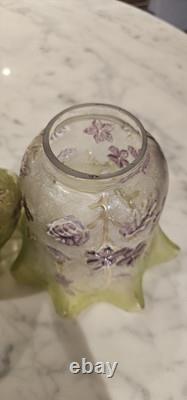 Rare Lampe A Petrole Réservoir Tulipe En Cristal De St Louis Ou Baccarat 1900