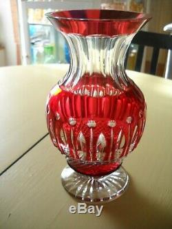 Rare Vase Cristal Multicouche Rouge Modele Tommy St Louis