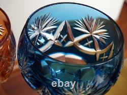 SAINT LOUIS 2 ANCIENS VERRES A VIN ROEMER CRISTAL DOUBLER COLORER ht 20 cm