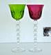 Saint-louis 2 Verres &agrave; Vin Bubbles Roemer Vert Et Am&eacute;thyste En Cristal Sign&eacute;