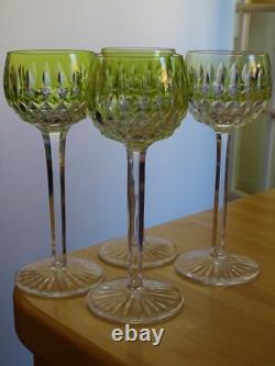 SAINT LOUIS 4 ANCIENS VERRES VIN COULEUR ROEMER CRISTAL COULEUR JAUNE ht 18,5 cm