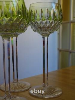 SAINT LOUIS 4 ANCIENS VERRES VIN COULEUR ROEMER CRISTAL COULEUR JAUNE ht 18,5 cm