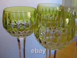 SAINT LOUIS 4 ANCIENS VERRES VIN COULEUR ROEMER CRISTAL COULEUR JAUNE ht 18,5 cm